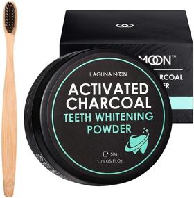 img 4 attached to 🦷 2021 Formula for Activated Charcoal Natural Teeth Whitening Powder with Bamboo Brush by Lagunamoon - Enamel and Gum-Friendly, Toothpaste Alternative, No Hurt, No Sensitivity, Kits, Gels, Strips Substitute, 50g/1.76oz