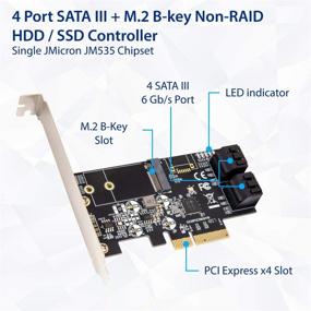 img 3 attached to 🖥️ High-Performance IO CREST SI-PEX40138: 4 Port Non-Raid SATA III 6GB/S Controller Card for Desktop PC with M.2 B-Key 22x42 Support