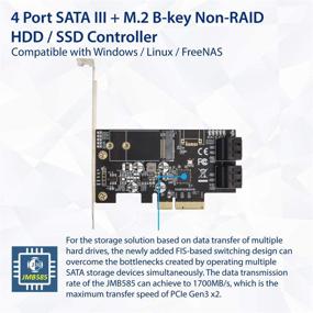 img 1 attached to 🖥️ High-Performance IO CREST SI-PEX40138: 4 Port Non-Raid SATA III 6GB/S Controller Card for Desktop PC with M.2 B-Key 22x42 Support