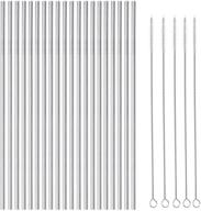 🥤 set of 25 ultra long 10.5 inch stainless steel straws - reusable drinking metal straws for 20 30 oz cups (20 straight, 5 cleaning brushes) logo