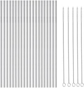 img 4 attached to 🥤 Set of 25 Ultra Long 10.5 Inch Stainless Steel Straws - Reusable Drinking Metal Straws for 20 30 OZ Cups (20 Straight, 5 Cleaning Brushes)