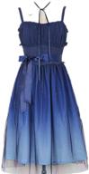 👗 enchanting sweet lolita sleeveless long dress: captivating gradient starry sky blue for girls logo