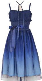 img 4 attached to 👗 Enchanting Sweet Lolita Sleeveless Long Dress: Captivating Gradient Starry Sky Blue for Girls