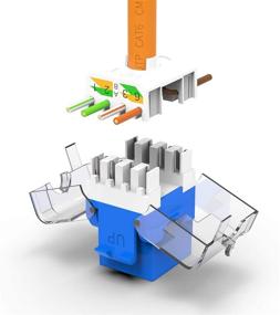 img 1 attached to 🔷 AMPCOM CAT6 Сетевая розетка RJ45 без инструмента, модульная разъемная муфта без ударного инструмента - 10 штук синего цвета.