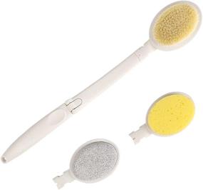 img 2 attached to 🛀 Long Handle Body Brush Set for Shower, 3-in-1 Exfoliating Back Bath Kit with Bath Sponge and Pumice Stone, Enhances Skin Health and Suitable for Men and Women