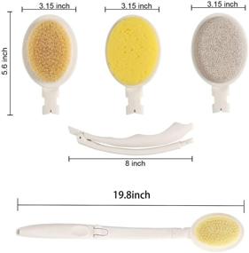 img 3 attached to 🛀 Long Handle Body Brush Set for Shower, 3-in-1 Exfoliating Back Bath Kit with Bath Sponge and Pumice Stone, Enhances Skin Health and Suitable for Men and Women