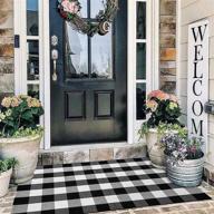 🏡 mehome black and white plaid cotton rug - hand-woven checkered door mat (23.6''x35.4'') for porch logo