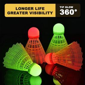 img 3 attached to 🏸 XXXYYY LED Badminton Birdies Shuttlecocks with 360° Lighting and Glow-in-The-Dark Tip - Light Up Birdies for Outdoor and Indoor Badminton, Nylon, 4 Pack