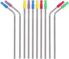 img 2 attached to Set of 12 Multicolored Silicone Straw Tips - Food Grade Straws Tips Covers Compatible with 1/4 Inch Wide (6MM Outdiameter) Stainless Steel Straws - Multicolor