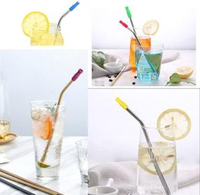 img 1 attached to Set of 12 Multicolored Silicone Straw Tips - Food Grade Straws Tips Covers Compatible with 1/4 Inch Wide (6MM Outdiameter) Stainless Steel Straws - Multicolor