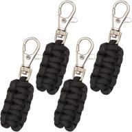 paracord zipper pulls 4 pack - black, metal hook compatible with most zippers logo