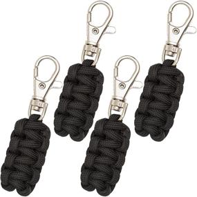 img 1 attached to Paracord Zipper Pulls 4 Pack - Black, Metal Hook Compatible with Most Zippers