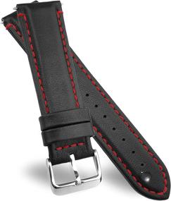 img 4 attached to 🔒 Dura Straps Waterproof Leather Watch Bands with Stylish Stitches for Men and Women