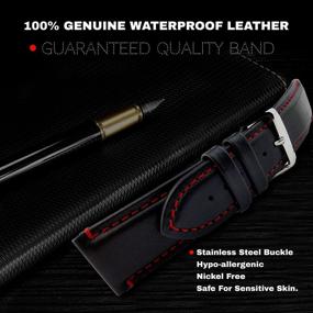 img 2 attached to 🔒 Dura Straps Waterproof Leather Watch Bands with Stylish Stitches for Men and Women
