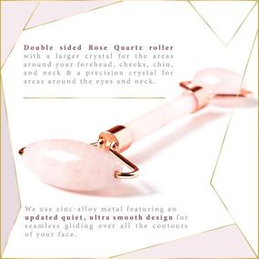 img 2 attached to ✨ Rose Quartz Jade Roller - Premium Quality Cosmetic Product for Eliminating Fine Lines & Wrinkles, Reducing Muscle Tension with Noiseless Use, Double-Sided Design, and Gua Sha Included