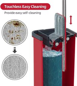 img 3 attached to 🧹 BOSHENG Flat Floor Mop and Bucket Set: Efficient Wet and Dry Cleaning for Hardwood, Laminate, and Tile Floors with Wringer, 3 Washable Microfiber Pads Included