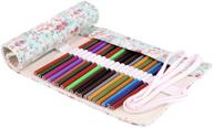 🎨 molshine handmade canvas flowers style colored pencils wrap 48 holes: cute, multi-purpose pen holder case logo