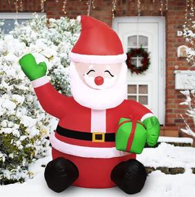 img 3 attached to 🎅 MVP BOY 6FT Inflatable Santa Claus Decoration with Built-in LED Lights for Xmas Party Vacation Home Garden Lawn Patio - Outdoor/Indoor Christmas Blow up Santa Holding Gift Box