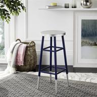 🪑 safavieh kenzie navy blue and silver 30-inch bar stool: sleek and stylish seating solution logo