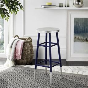 img 4 attached to 🪑 Safavieh Kenzie Navy Blue and Silver 30-inch Bar Stool: Sleek and Stylish Seating Solution