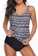 🌺 floral printed modest two piece bathing suits for women: yonique loose fit blouson tankini swimsuits logo