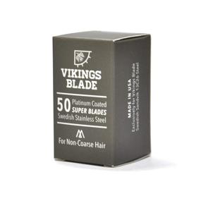img 1 attached to VIKINGS BLADE Swedish Steel Replacement Razor Blades - 50 Pack (9 to 12 Months Supply) - Gentle &amp; Safe