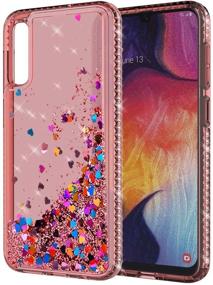 img 3 attached to 📱 YmhxcY Galaxy A50 Case with Tempered Glass Screen Protector [2 Pack] - Sparkling Liquid Waterfall Flowing Glitter Phone Cover for Samsung Galaxy A50 2019 6.4