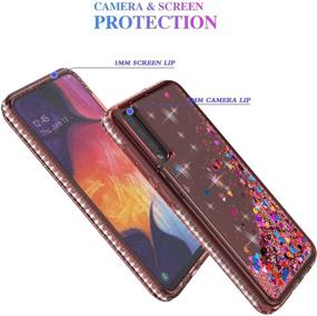 img 1 attached to 📱 YmhxcY Galaxy A50 Case with Tempered Glass Screen Protector [2 Pack] - Sparkling Liquid Waterfall Flowing Glitter Phone Cover for Samsung Galaxy A50 2019 6.4