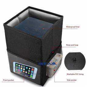 img 2 attached to 🗑️ Convenient Car Trash Can: Collapsible, Leak-Proof, and Portable with Storage Pockets - 2.6 Gal Multipurpose Car Garbage Bin