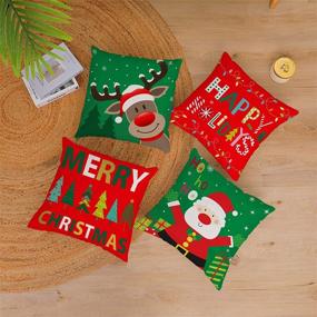 img 3 attached to 🎄 Set of 4 Velvet Merry Christmas Pillow Covers 20x20 - Red Green Xmas Holiday Throw Pillow Cases - Soft Christmas Tree Cushion Covers for Outdoor Home Bed Sofa Couch (20 Inch)
