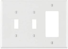 img 2 attached to Leviton PJ226-W Triple Gang Combo Wallplate with 2 Toggle and 1 Decora/GFCI, Midway Size, in White