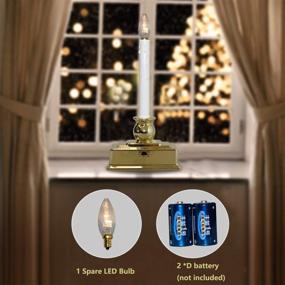 img 1 attached to 🕯️ Goothy Christmas Window Candle Lights: Battery Operated LED Candles Lamp with 7W C26 Clear Bulb - 8/16 Hour Timer, Golden Base (1 Pack)