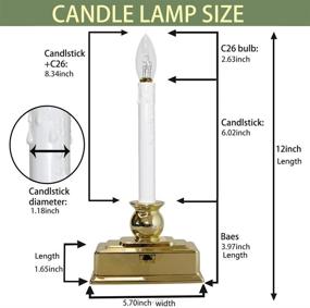 img 3 attached to 🕯️ Goothy Christmas Window Candle Lights: Battery Operated LED Candles Lamp with 7W C26 Clear Bulb - 8/16 Hour Timer, Golden Base (1 Pack)