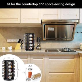 img 1 attached to 🌶️ Countertop Spice Rack Organizer - Rotating Spice Rack with Jars, Shelf, and Stand - Black