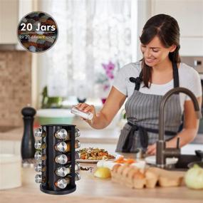 img 2 attached to 🌶️ Countertop Spice Rack Organizer - Rotating Spice Rack with Jars, Shelf, and Stand - Black