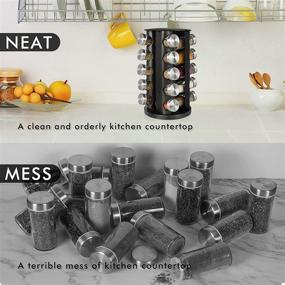 img 3 attached to 🌶️ Countertop Spice Rack Organizer - Rotating Spice Rack with Jars, Shelf, and Stand - Black