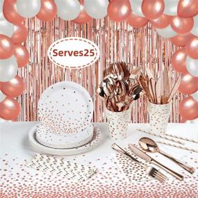 img 4 attached to Exquisite 255Pcs Rose Gold Party Supplies: Perfect Décor Kit for Birthday Parties, Bridal Showers, and Bachelorettes