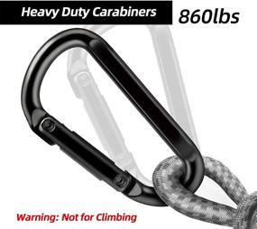 img 1 attached to 🔒 860lbs Caribeener Carabiner Clip - Heavy Duty Iron D Shape Buckle for Keychains, Camping, Hiking, and More - Small Carabiners for Locking Dog Leash, Harness, Yoga Swing, Gym Accessories - Black (4 PCS)