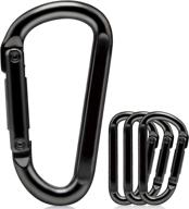 🔒 860lbs caribeener carabiner clip - heavy duty iron d shape buckle for keychains, camping, hiking, and more - small carabiners for locking dog leash, harness, yoga swing, gym accessories - black (4 pcs) логотип