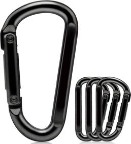 img 4 attached to 🔒 860lbs Caribeener Carabiner Clip - Heavy Duty Iron D Shape Buckle for Keychains, Camping, Hiking, and More - Small Carabiners for Locking Dog Leash, Harness, Yoga Swing, Gym Accessories - Black (4 PCS)