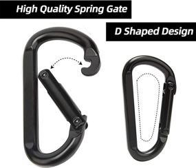 img 3 attached to 🔒 860lbs Caribeener Carabiner Clip - Heavy Duty Iron D Shape Buckle for Keychains, Camping, Hiking, and More - Small Carabiners for Locking Dog Leash, Harness, Yoga Swing, Gym Accessories - Black (4 PCS)