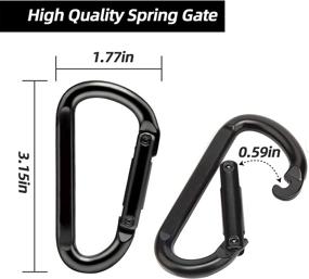 img 2 attached to 🔒 860lbs Caribeener Carabiner Clip - Heavy Duty Iron D Shape Buckle for Keychains, Camping, Hiking, and More - Small Carabiners for Locking Dog Leash, Harness, Yoga Swing, Gym Accessories - Black (4 PCS)