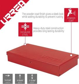 img 1 attached to 🔧 URREA Metal Tool Box - Portable Tool Storage with Durable Red Finish - 9.6&quot; x 5&quot; x 1.4&quot; - 4725