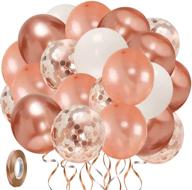 🎈 60-pack rose gold and white balloons - 12inch rose gold white confetti balloons and metallic balloons - ideal decorations for girls/women birthdays, weddings, engagements, bachelorette and bridal showers logo