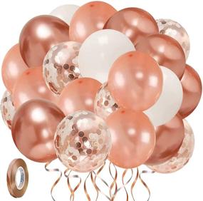 img 4 attached to 🎈 60-Pack Rose Gold and White Balloons - 12inch Rose Gold White Confetti Balloons and Metallic Balloons - Ideal Decorations for Girls/Women Birthdays, Weddings, Engagements, Bachelorette and Bridal Showers