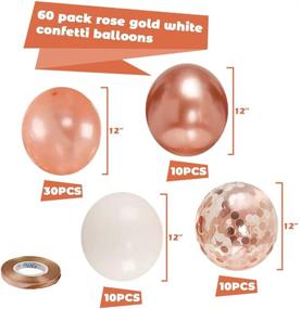 img 3 attached to 🎈 60-Pack Rose Gold and White Balloons - 12inch Rose Gold White Confetti Balloons and Metallic Balloons - Ideal Decorations for Girls/Women Birthdays, Weddings, Engagements, Bachelorette and Bridal Showers