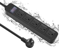 💦 waterproof outdoor power strip with 5 outlets, garden weatherproof surge protector (1700j), christmas multiple outlet exterior socket for lighting appliances. 6ft extension cord strip with flat plug - ideal for seo. логотип