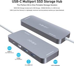 img 3 attached to MINIX NEO Storage, 240GB USB-C Multiport SSD Storage Hub, Aluminum Construction, M.2 SSD Storage with 💻 HDMI [4K @ 30Hz], 2 x USB 3.0 and USB-C Power Delivery, Compatible for Apple MacBook, Space Gray