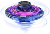 flying spinner: upgraded hand operated drone with 360° rotation and rgb lights - perfect mini drone interactive toy for kids and adults (blue) logo