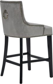 img 1 attached to 💺 GREY Iconic Home Lyric Counter Stool Chair Button Tufted Velvet Upholstered Nailhead Trim Swoop Arm Seat Pull Ring Espresso Finished Tapered Wood Legs Modern Transitional